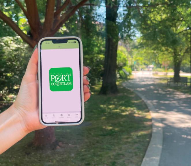 Smartphone showing the City of Port Coquitlam's Sort & Report App