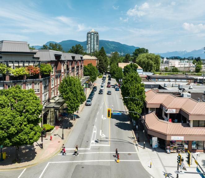 aerial view of downtown port coquitlam