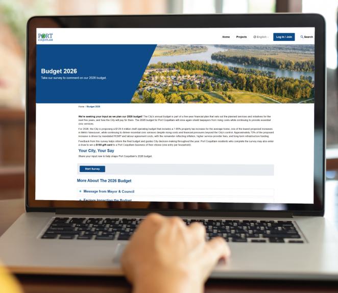 computer screen with budget survey displayed