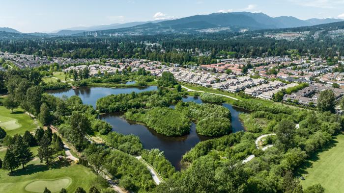 Aerial view of Blakeburn Lagoons Park