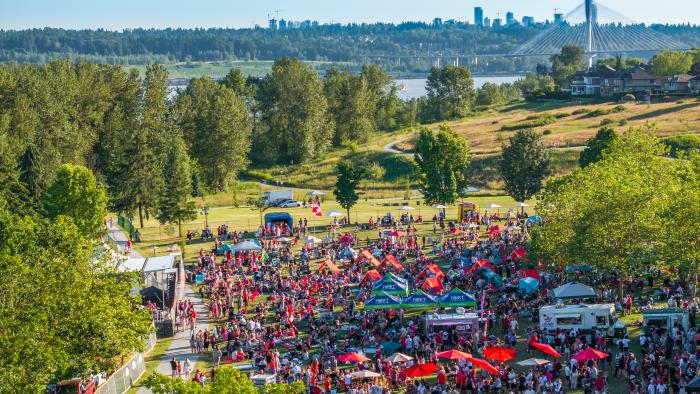 Aerial photo of Castle Park on Canada Day