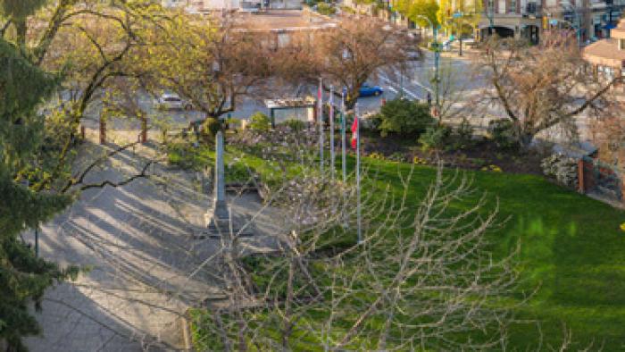 Aerial view of Veterans Park.