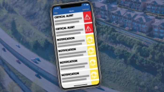 Phone with emergency alerts displayed on the screen