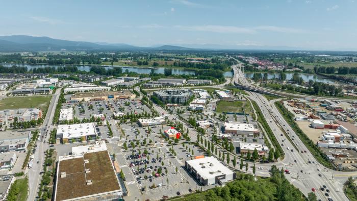 Aerial image of industrial and residental properties