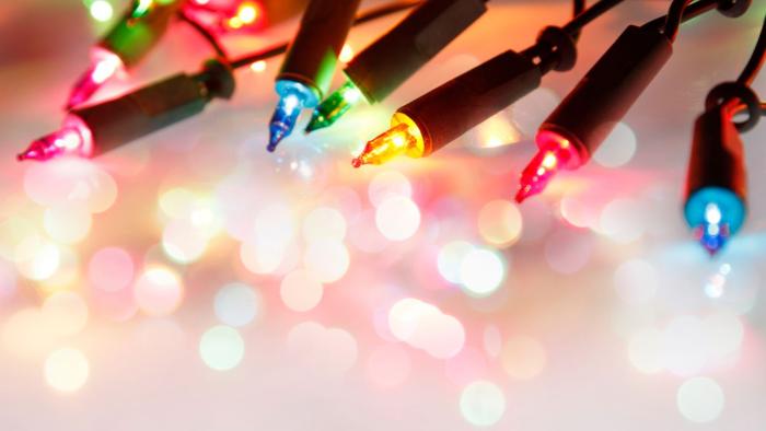 Close-up of a string of Christmas lights