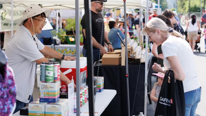 Booths at the farmers market