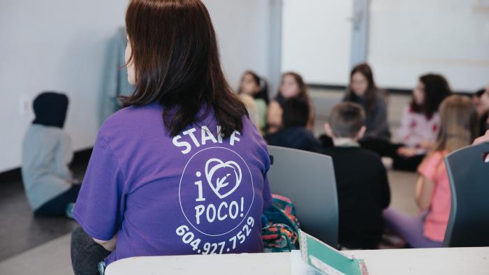 Recreation staff member wearing I Heart PoCo shirt