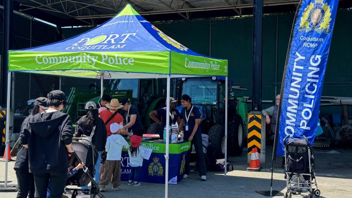 People lined up for Community Policing Booth