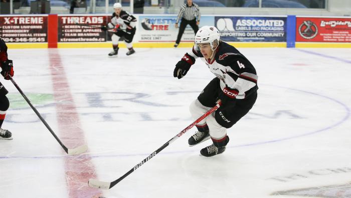 hockey player in action on the rink during a game