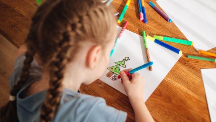 child drawing christmas art