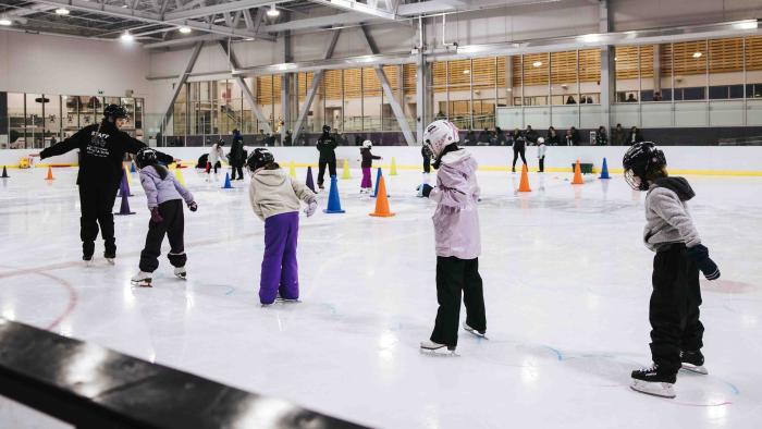 skating at recreation centre rink