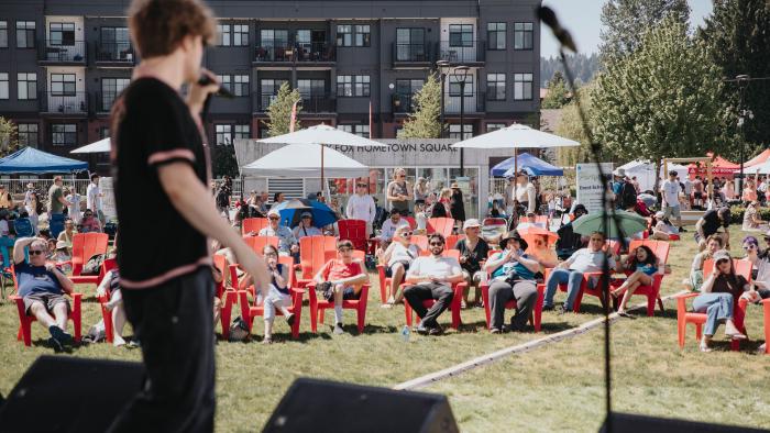 singer in front of crowd