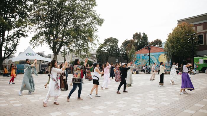 people dancing in leigh square