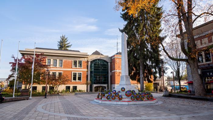 city hall in the fall