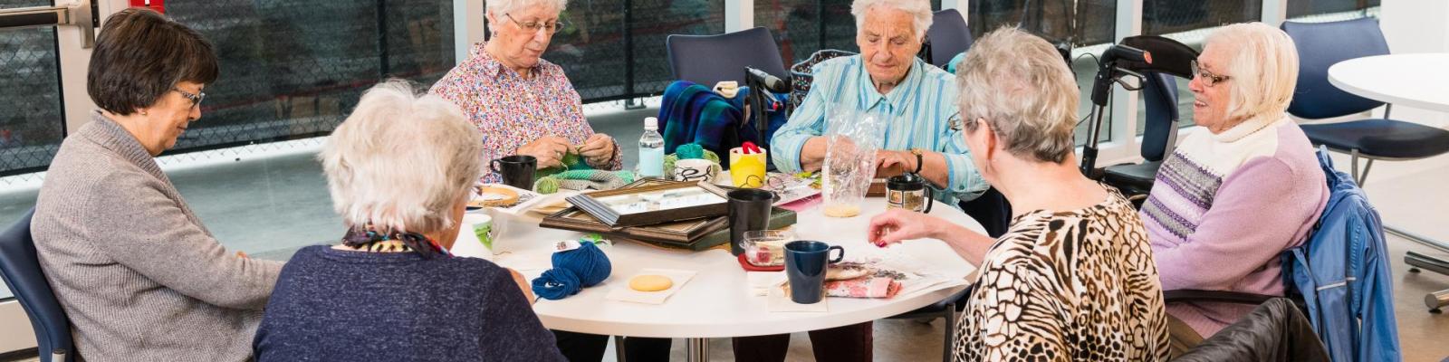 Group of seniors around a table