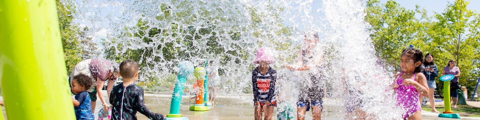 Kids playing at a water park