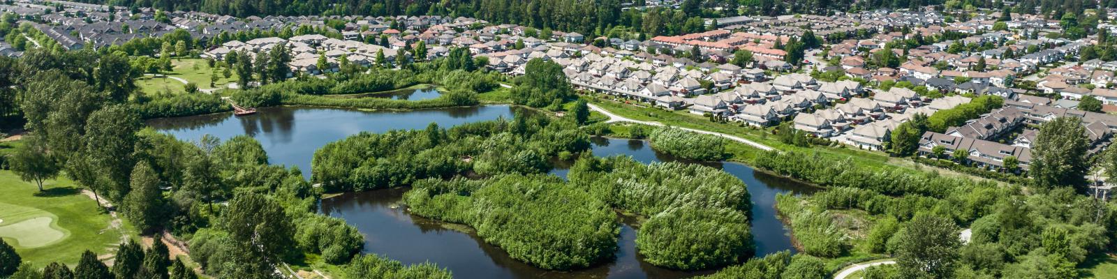 Aerial view of Blakeburn Lagoons Park