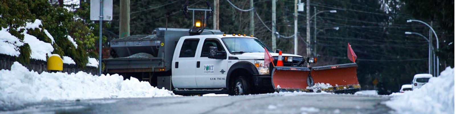 Snow removal truck working in Port Coquitlam
