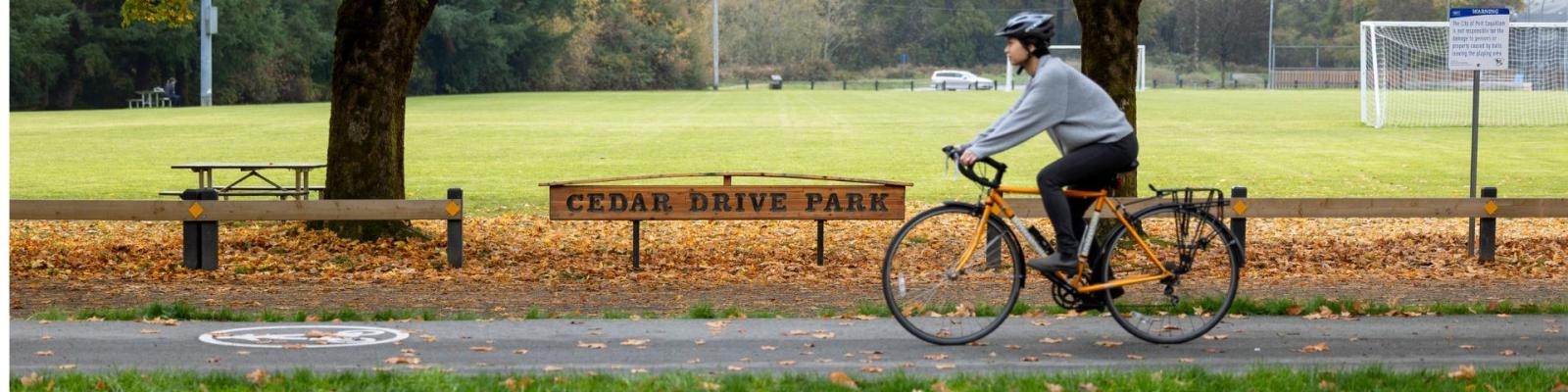 Cyclist on a multi-use path