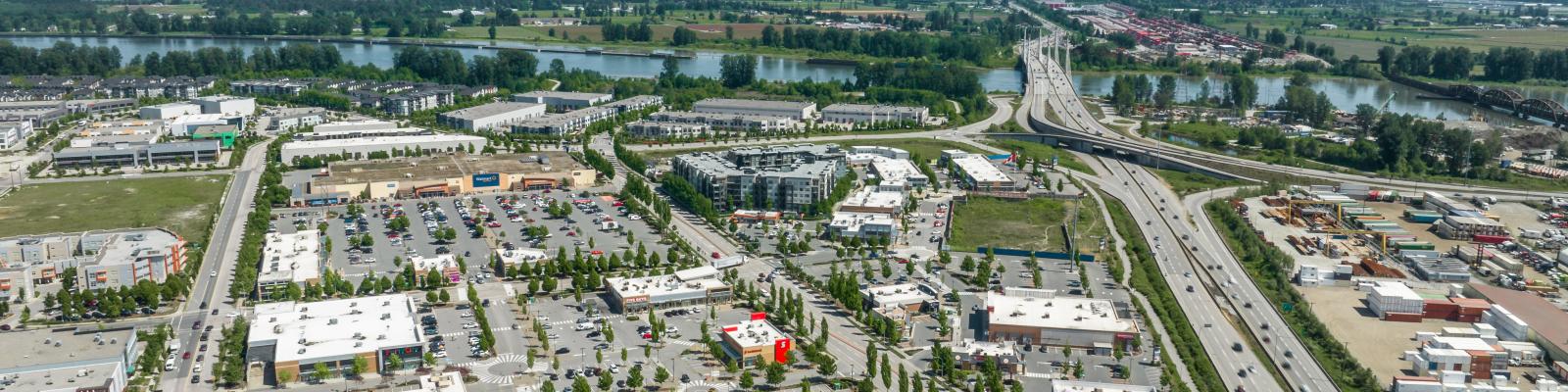 Aerial image of industrial and residental properties