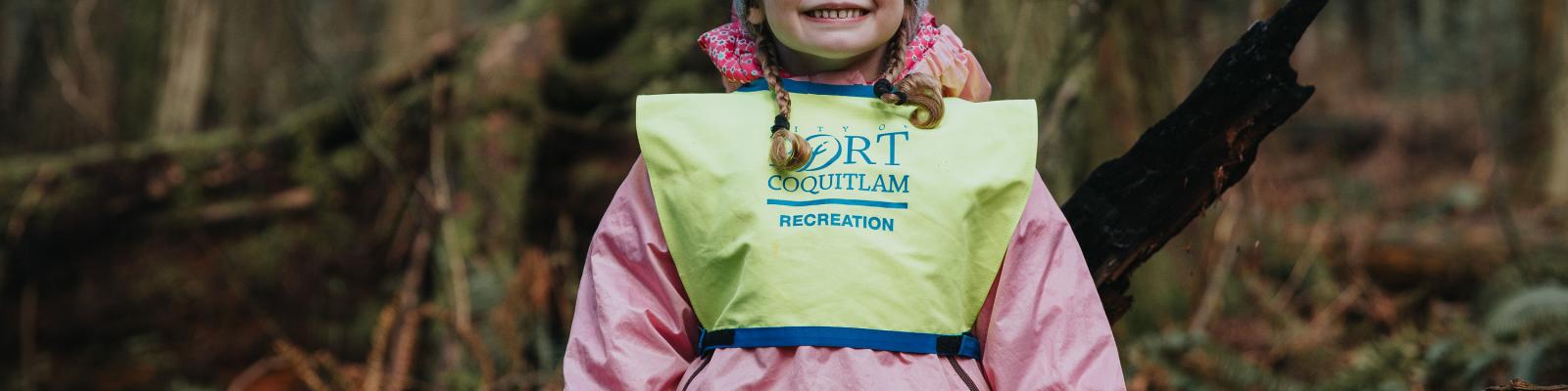 Child participating in recreation program in trail