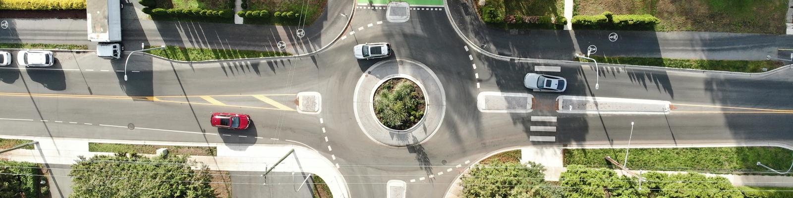 Aerial view of a roundabout