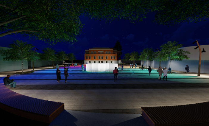 Night time Leigh Square digital render.