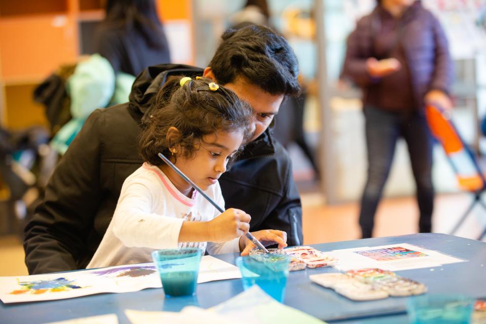 Family painting together