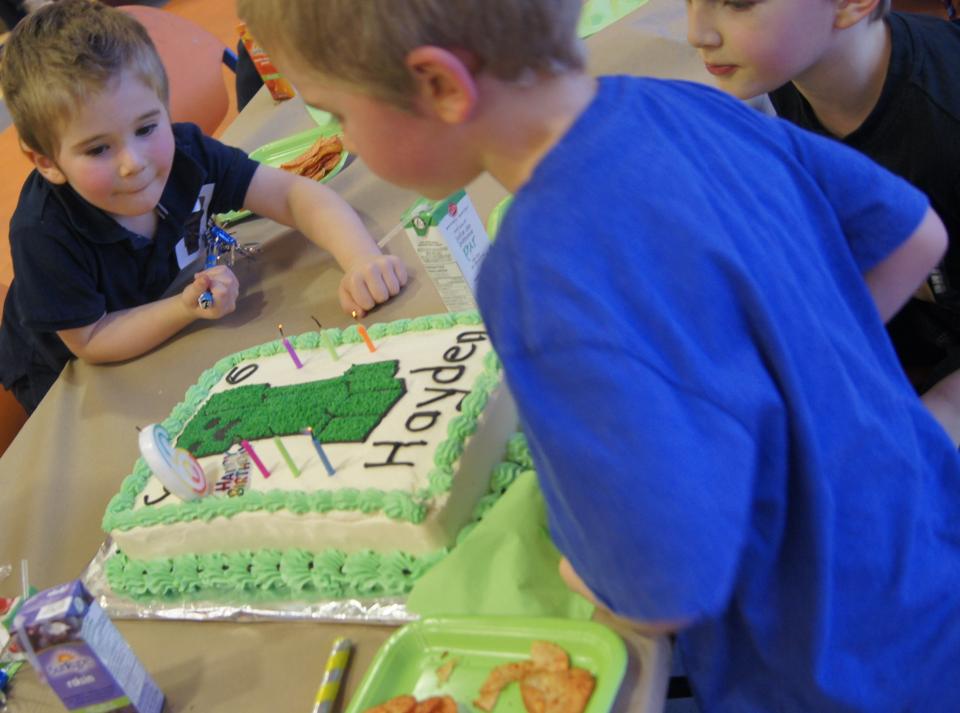 Birthday cake celebration in the party room
