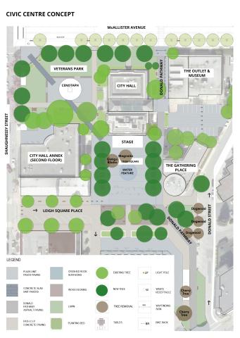 Civic centre map. The map details the proposed downtown area updates.