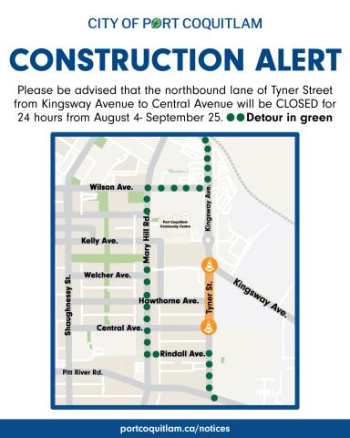 Detour route for Tyner Closure
