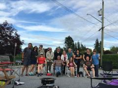 Neighbours gathered on street for a block party