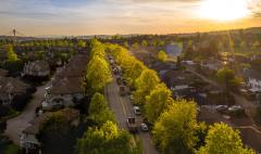 Aerial view of homes