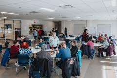 Seniors having lunch and coffee at Wilson Lounge
