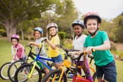 Kids on bikes outside