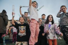 kids dancing outside