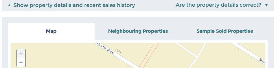 BC Assessment portal example. There are different tabs to sort between properties and maps.