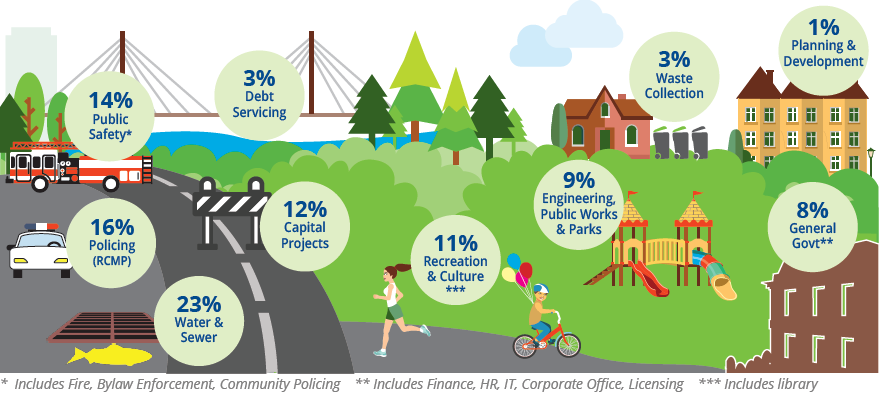 Infographic displaying budget allocation.