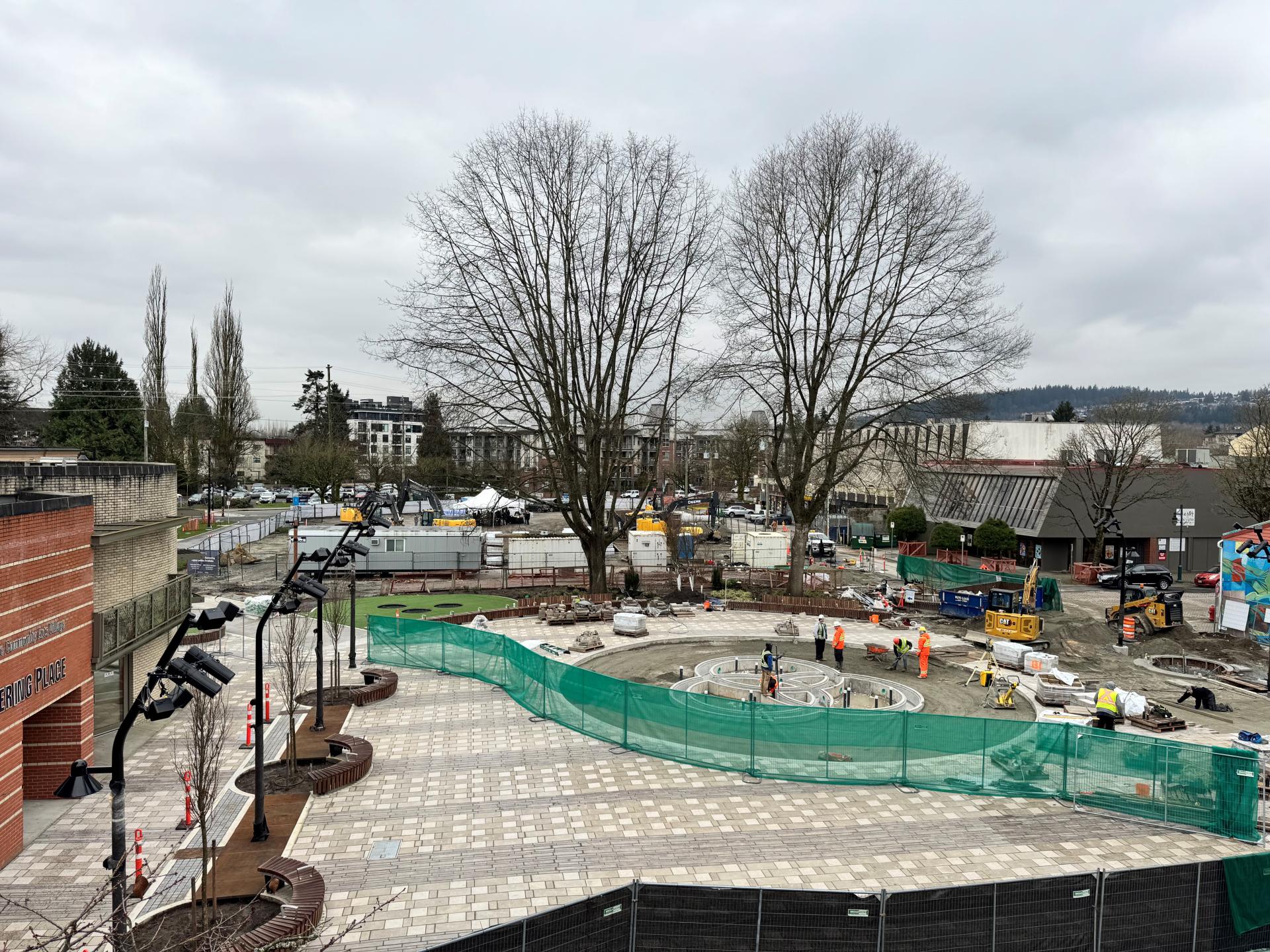 View from above of Leigh Square during construction