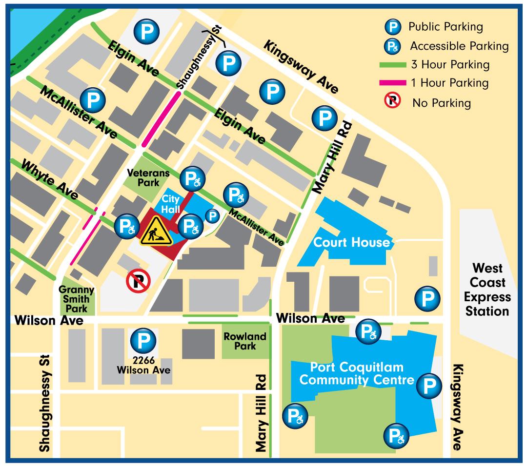Map of parking options in PoCo