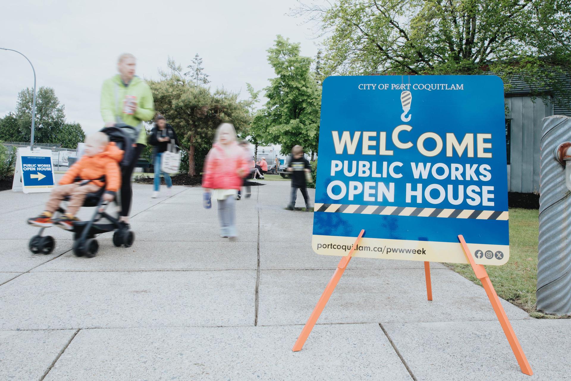 Sign welcoming people to Public Works Open House