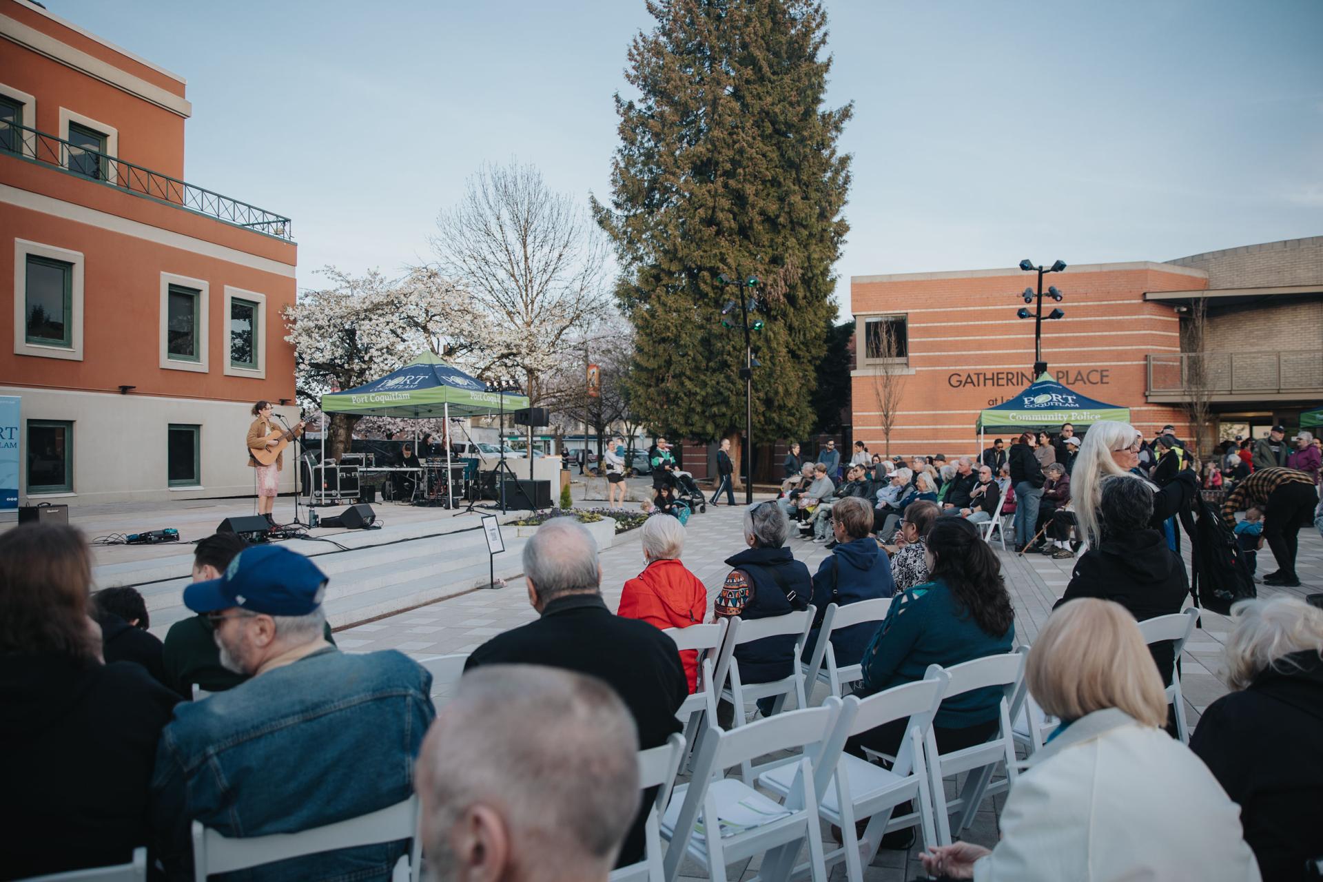 Crowd watching music performance at Leigh Square