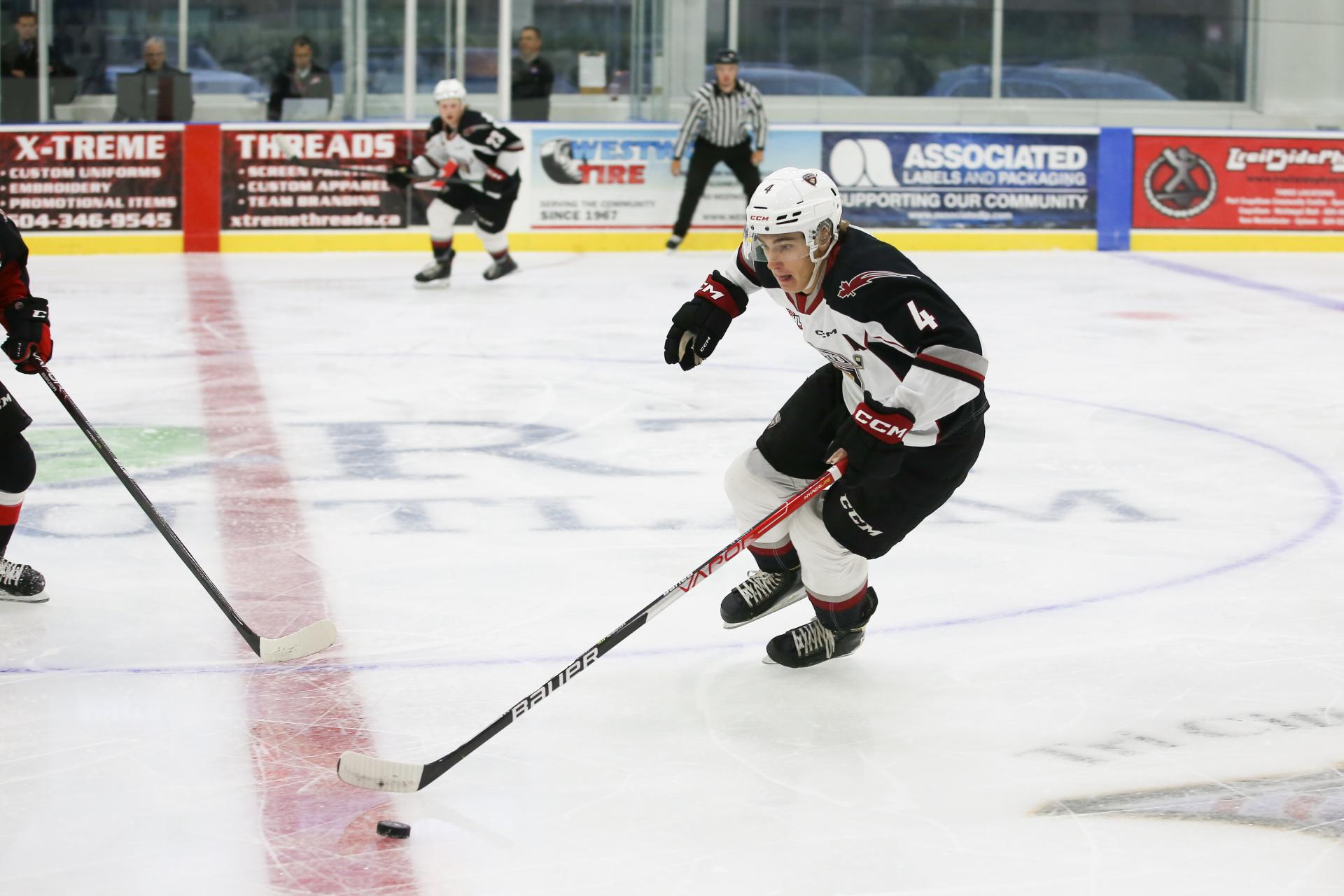 hockey player in action on the rink during a game