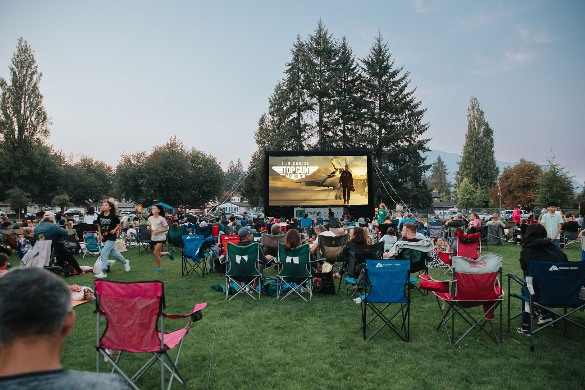 large movie screen in the park