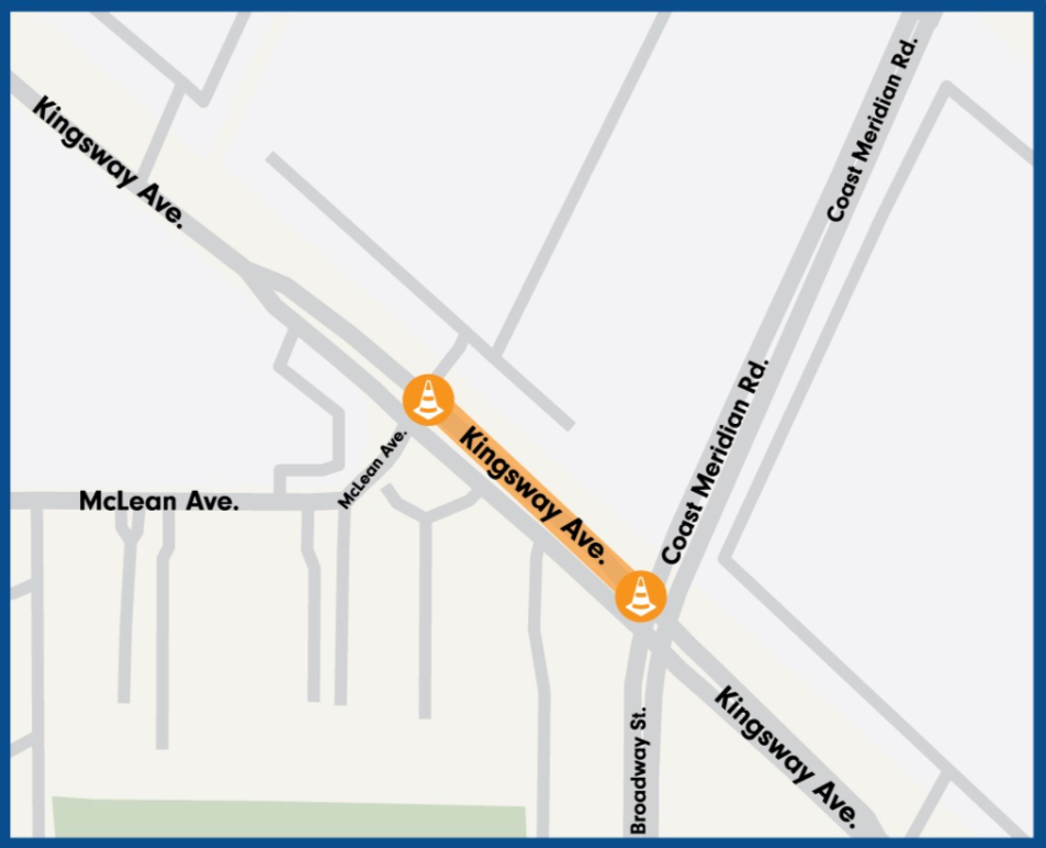 kingsway avue lane closure map